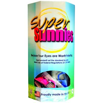 SUPER SUNNIES UV Tanning Bed Eyewear - Asst Colors - 72 ct Display